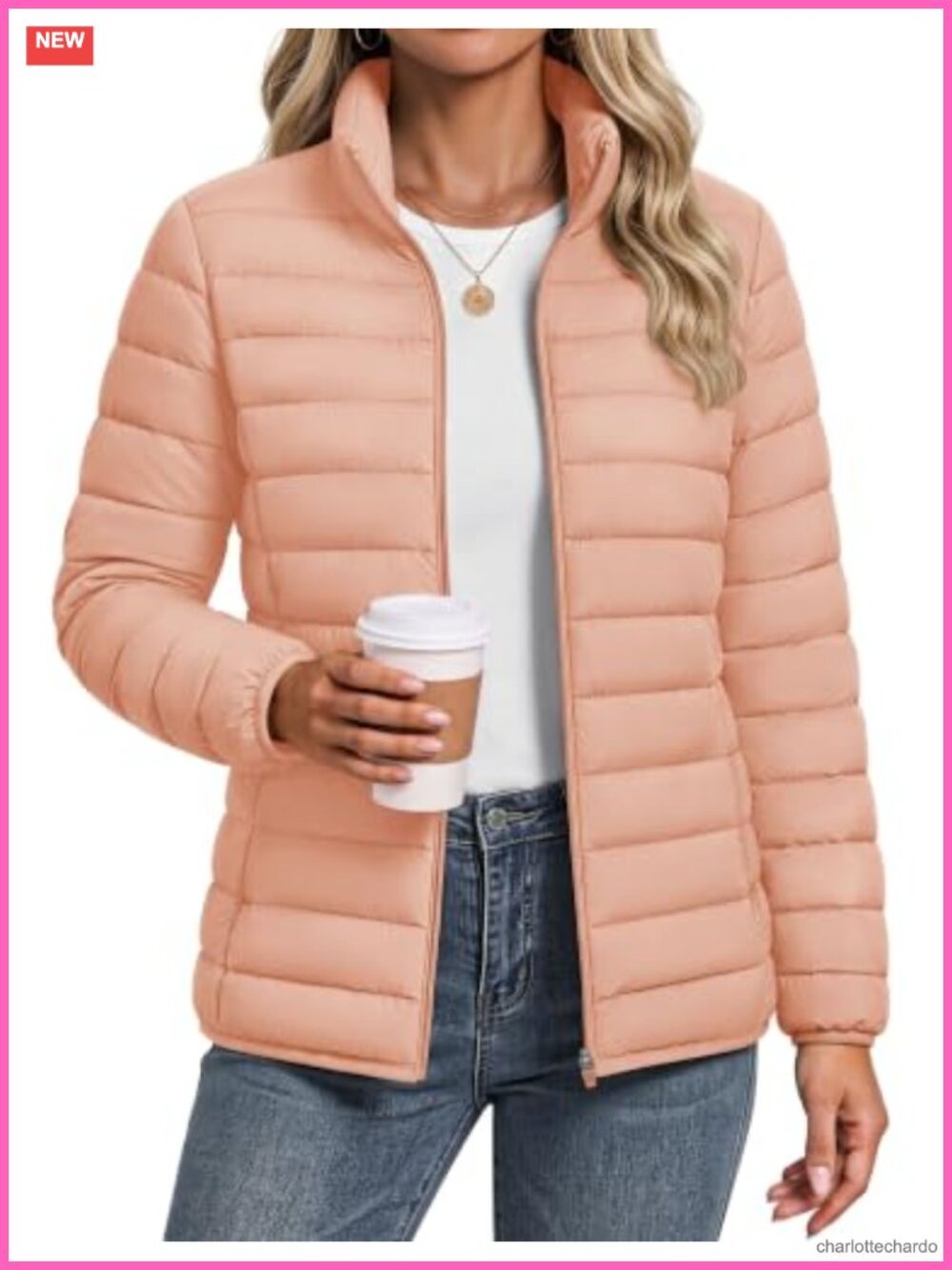 Women's Lightweight Quilted Puffer Jacket Warm Winter Zip Coat